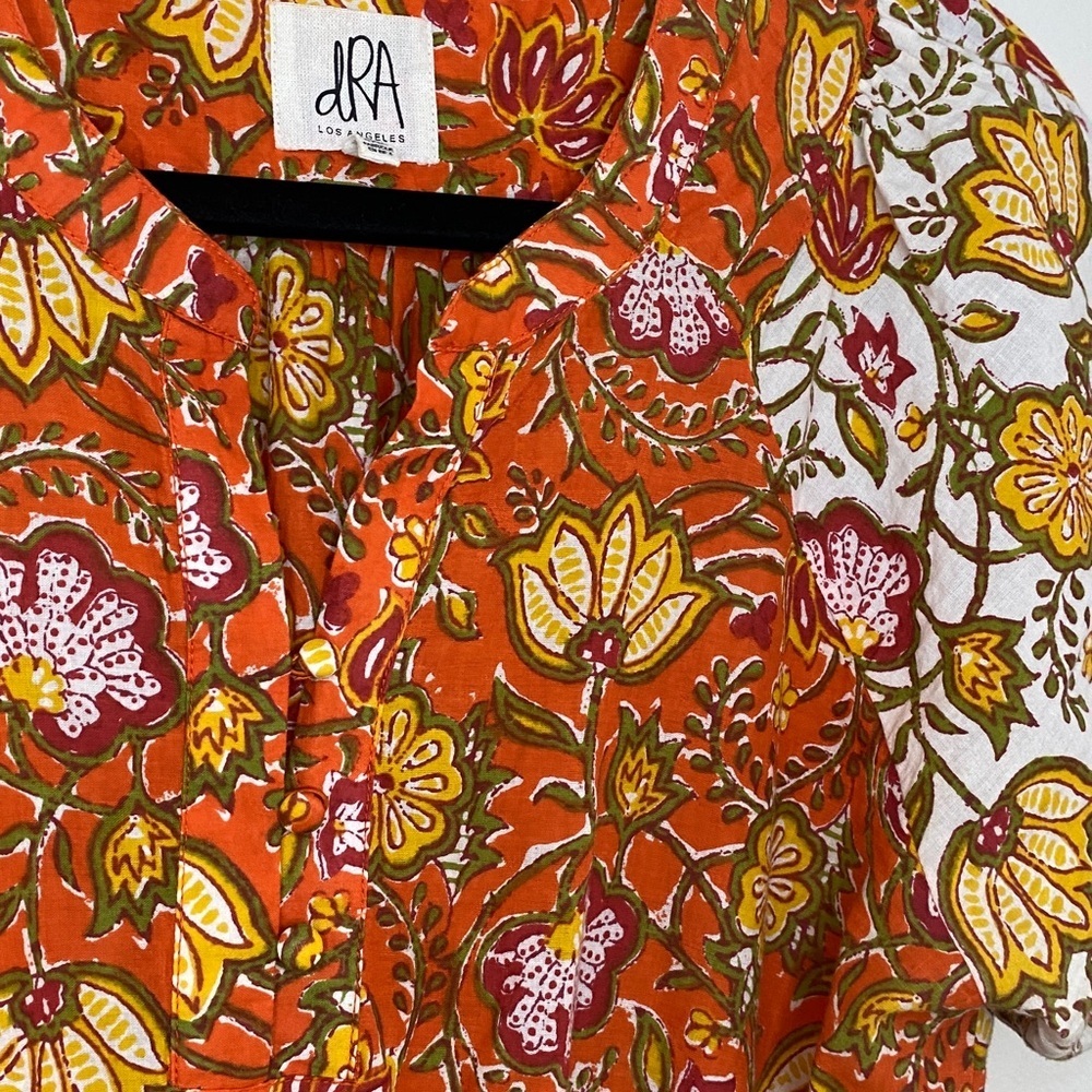 dRA Womens Dress Smocked Tiered Bohemian Cottagecore Orange Floral Size Med - Picture 4 of 9